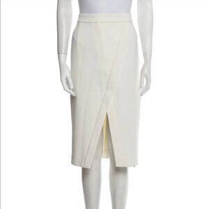 NICHOLAS White Crepe Cross Over Pencil Skirt Bachelorette